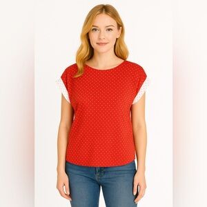 Vtg 70s polka dot polyester top